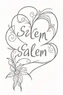 the name Salem with a heart in it  tattoo design idea
