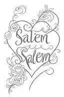 the name Salem with a heart in it  tattoo design idea