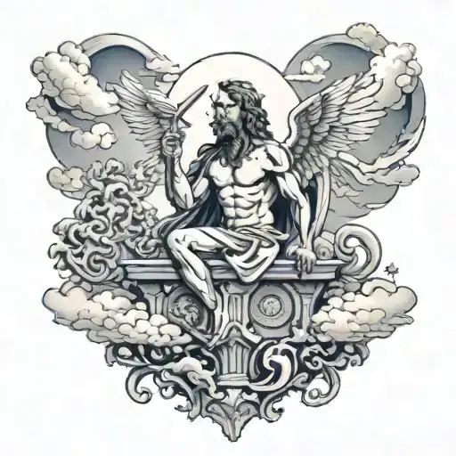 The Last judgement tattoo, with clouds surrounding tattoo design idea