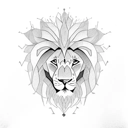 half lion, half world circle tattoo design idea