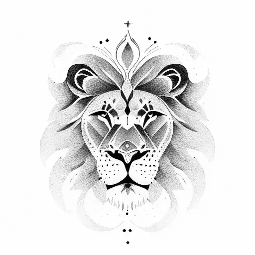 half lion, half world circle tattoo design idea