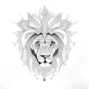 half lion, half world circle tattoo design idea