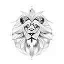 half lion, half world circle tattoo design idea