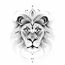 half lion, half world circle tattoo design idea
