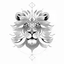 half lion, half world circle tattoo design idea