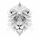 half lion, half world circle tattoo design idea