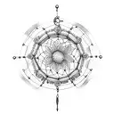 A dotwork dreamcatcher with roses and peonies hanging from it tattoo design idea