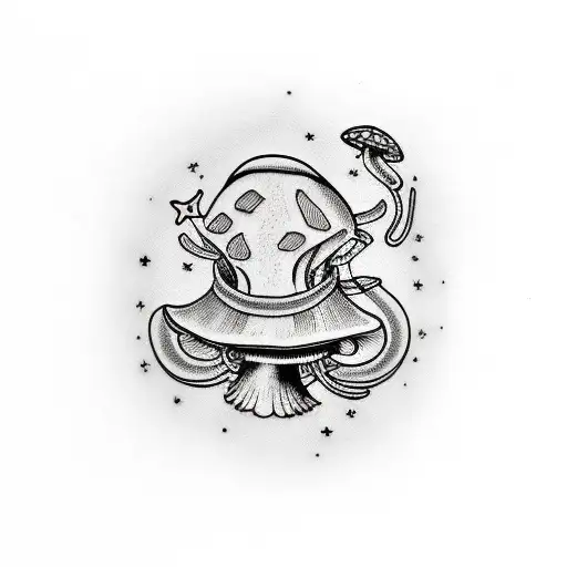 mushroom tattoo design idea