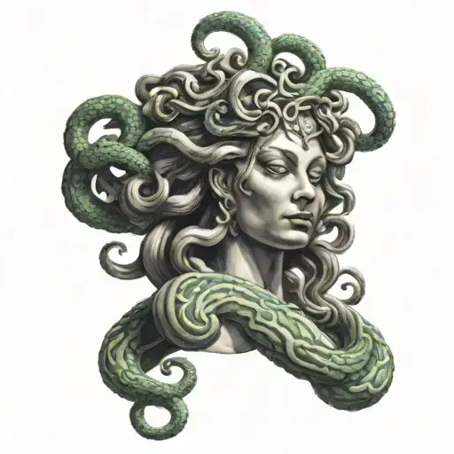 medusa holding the head tattoo design idea