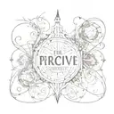 the words Percieve And Manifest overlapping each other tattoo design idea