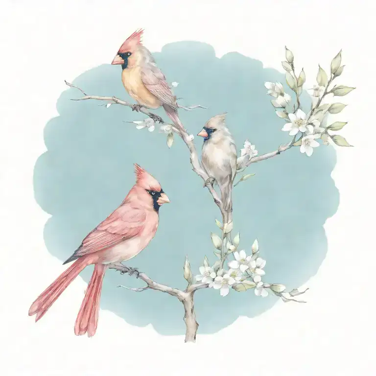 two cardinals  tattoo design idea