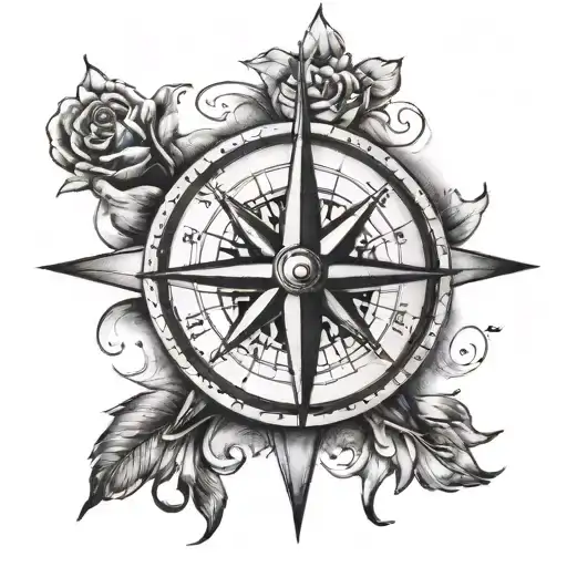 A compass rose with the words 'Not all who wander are lost' in a bold font tattoo design idea