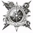 A compass rose with the words 'Not all who wander are lost' in a bold font tattoo design idea