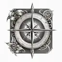 compass  with arrow tattoo design idea