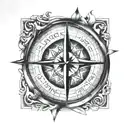 compass  with arrow tattoo design idea