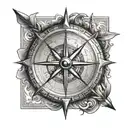 compass  with arrow tattoo design idea