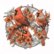 two cardinals repersenting lost of a loved one tattoo design idea