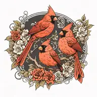 two cardinals repersenting lost of a loved one tattoo design idea