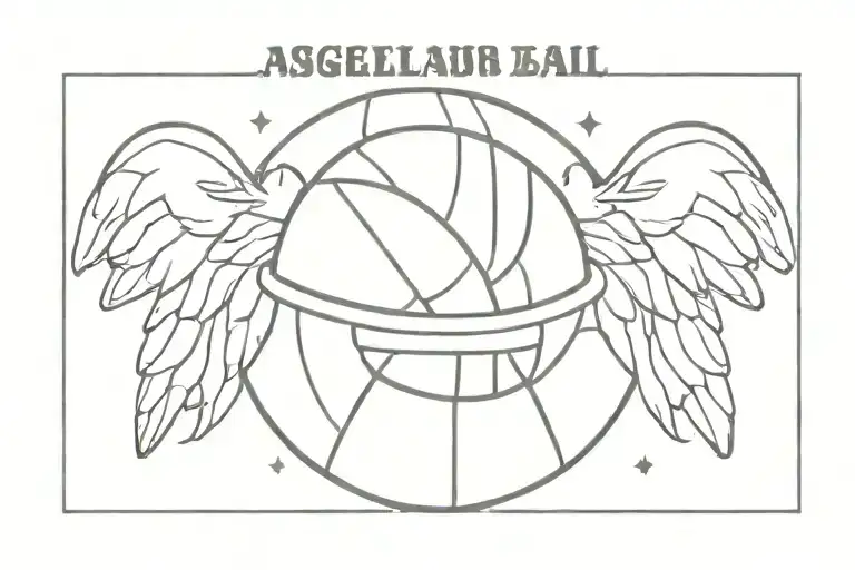 basketball with angel wings tattoo design idea