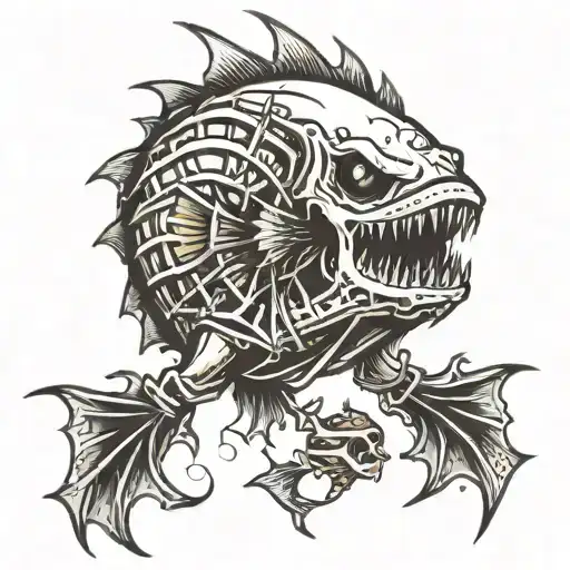 skeleton angler fish tattoo design idea