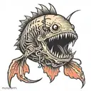 skeleton angler fish tattoo design idea