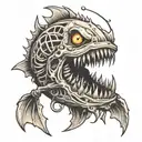 skeleton angler fish tattoo design idea