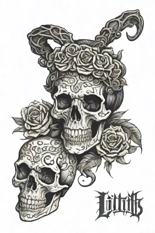 lillith goddess death skull tattoo design idea