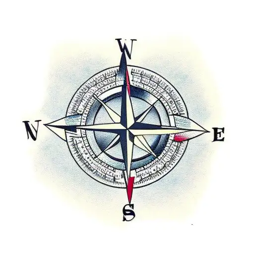 Compass, never give up tattoo design idea