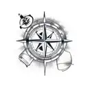 Compass, never give up tattoo design idea