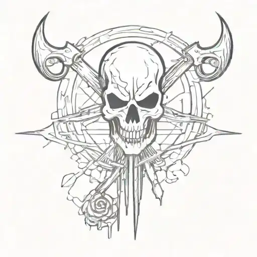 Create a gangster-themed tattoo featuring a graffiti-style pitchfork with the words 'wreck it' tattoo design idea