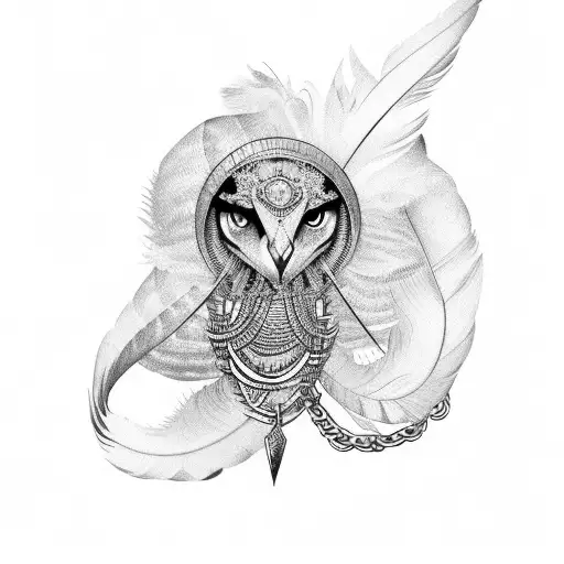 feathers and chains tattoo design idea