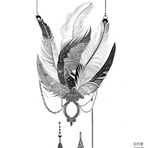 feathers and chains tattoo design idea