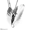 feathers and chains tattoo design idea