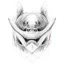 Create a tattoo featuring a mix of a white shark jaw and grizzly bear paws in a black-grey style tattoo design idea
