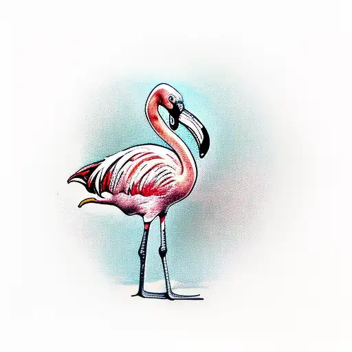 Full Body Flamingo with Top Hat tattoo design idea