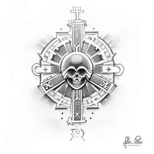 croix de dieu avec signe infini tattoo design idea