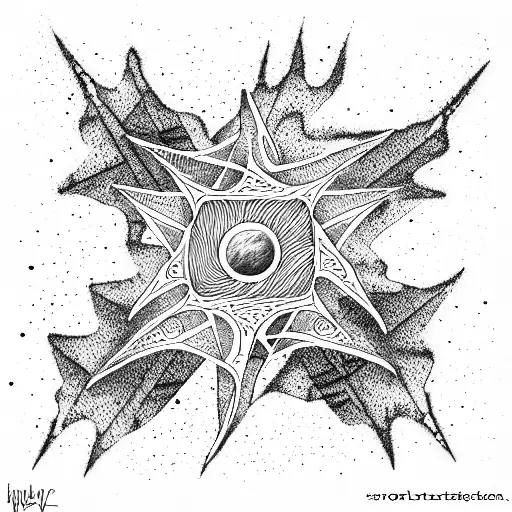Star solar system fern tattoo design idea