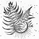 Star solar system fern tattoo design idea