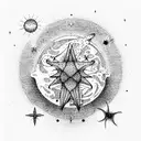 Star solar system fern tattoo design idea