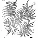 Star solar system fern tattoo design idea