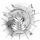 Star solar system fern tattoo design idea