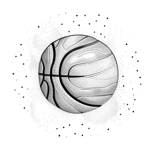 a basketball spinning being a earth globe  tattoo design idea