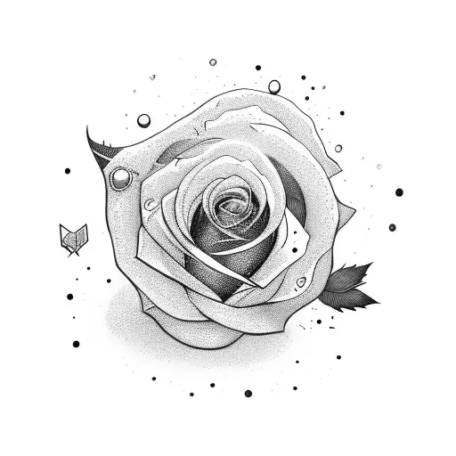 a girl with a plue rose through shattered glass tattoo design idea