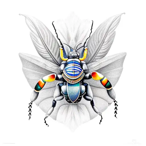 Anubis, Egyptian beetle, weight and feather balance, and Egyptian symbology tattoo design idea