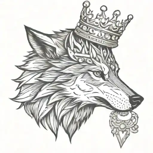 wolf face and crown with diamonds tattoo design idea