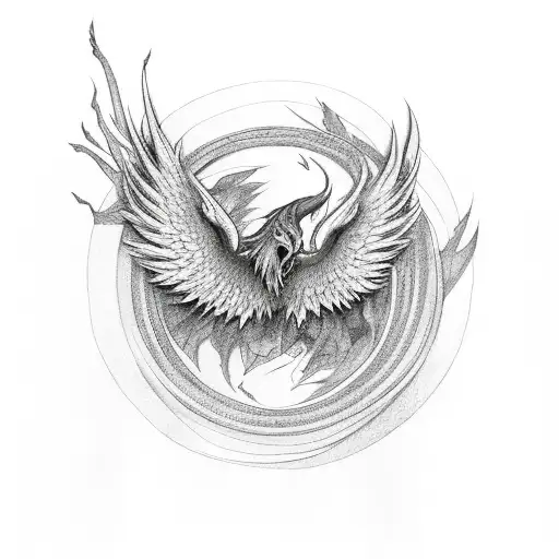 Phoenix from northern mythology tattoo design idea