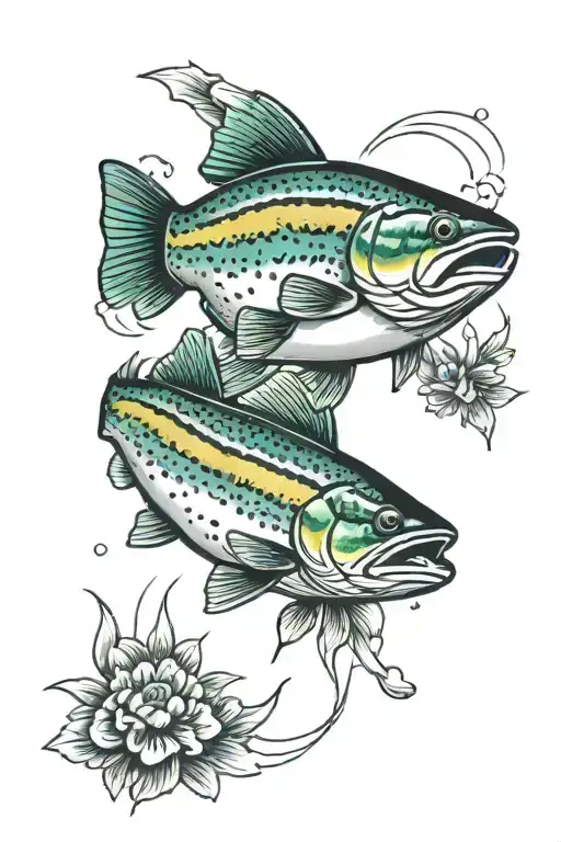 rainbow trout tattoo design idea