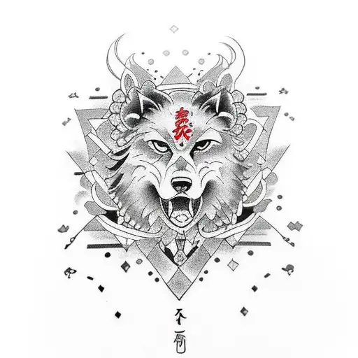 virgo con un lobo tattoo design idea