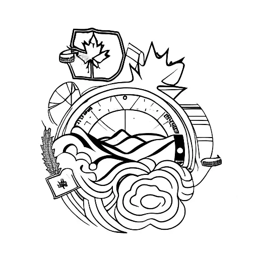 A minimalist tattoo of a creative play button incorporating elements from Canada and Colombia tattoo design idea