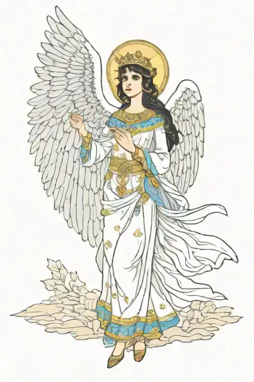 ara is  angel from persian book avesta tattoo design idea